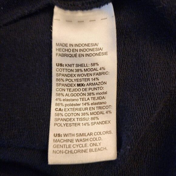 CHICOS ZENERGY TOP SIZE 2 WOMENS LARGE 12 NAVY BLUE LONG RUFFLED SLEEVE RELAXED - Picture 7 of 7